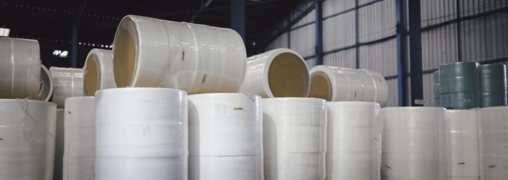 Roll of raw material in factory