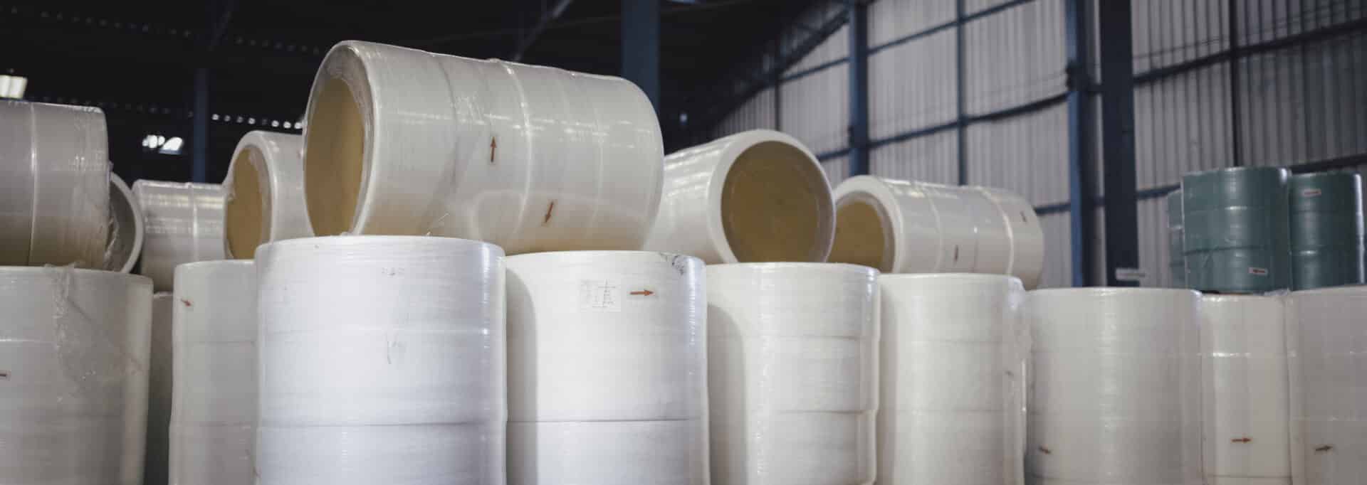 Roll of raw material in factory